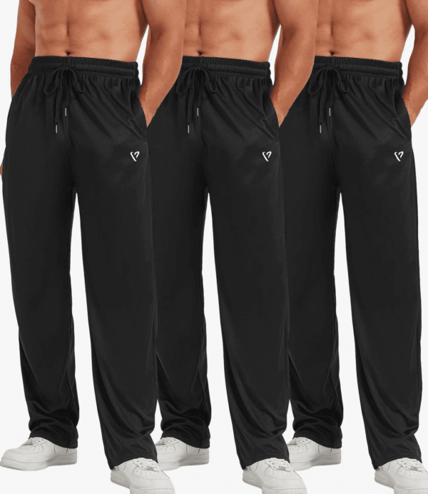 5 Pack Mens Sweatpants Open Bottom Joggers for Men with Zip Pockets Loose Fit Mesh Athletic Pants for Running,Casual - Image 3