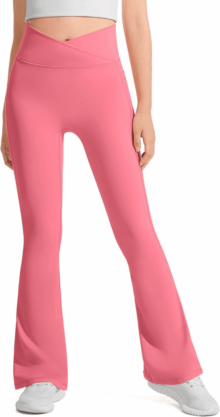 Girls Flare Leggings Kids Bell Bottom Cross High Waisted Dance Yoga Flared Pants - Image 2