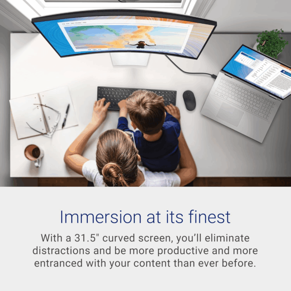 S3222HN Curved Monitor - 31.5-Inch FHD (1920X1080) 75Hz 4Ms 1800R Curved Display, HDMI Connectivity, AMD Freesync Technology, Tilt Adjustability - Silver - Image 2
