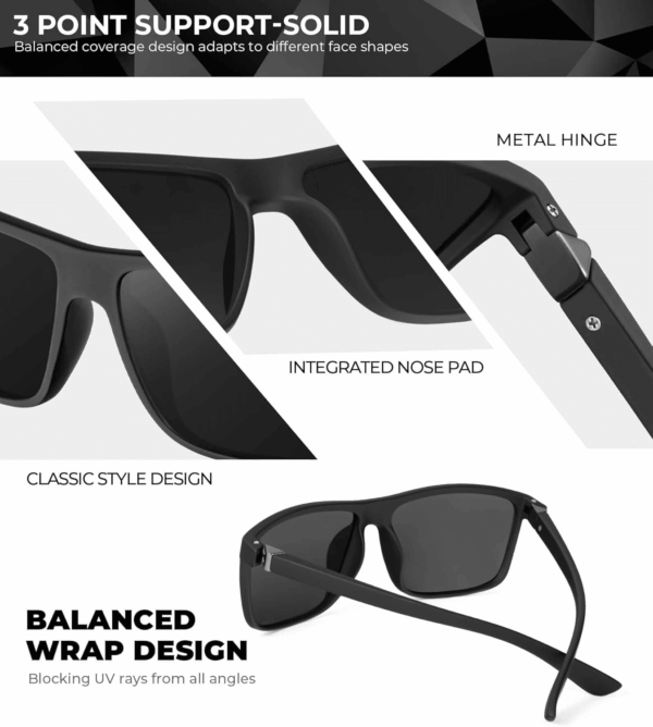 Polarized Sunglasses for Men and Women, Mens Sun Glasses with UV Protection for Driving Fishing Golf (3 Packs) - Image 4