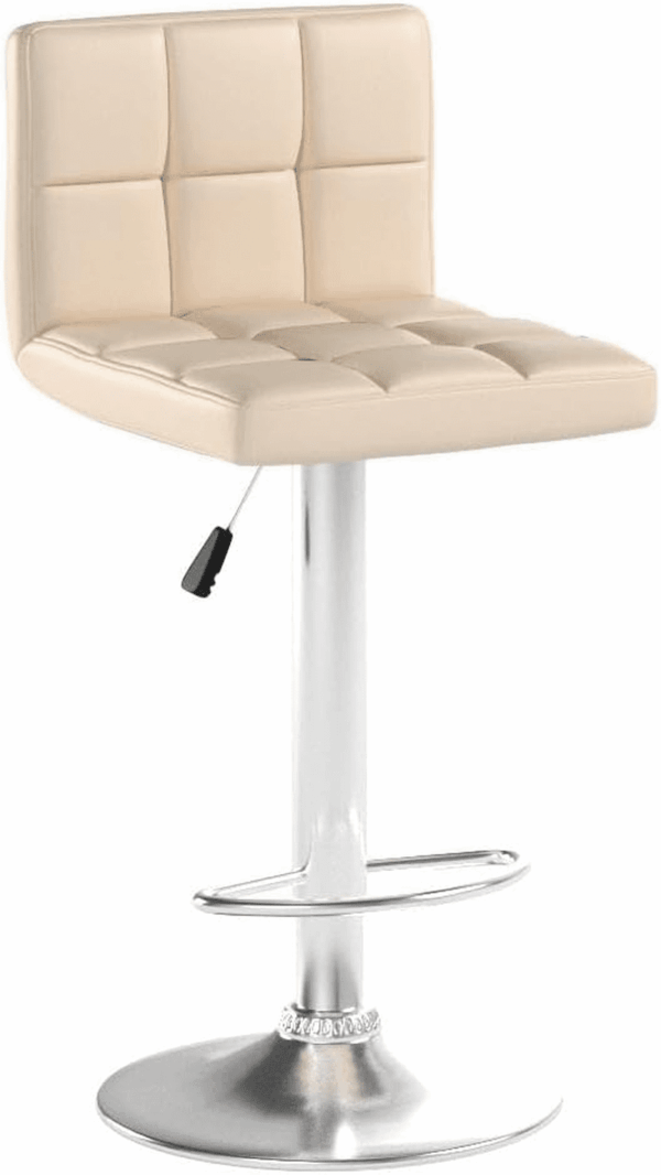 Bar Stools Modern PU Leather Adjustable Swivel Barstools, Armless Hydraulic Kitchen Counter Bar Stool Extra Height Square Island Barstool with Back Set of 2 (Leather, Beige) - Image 5