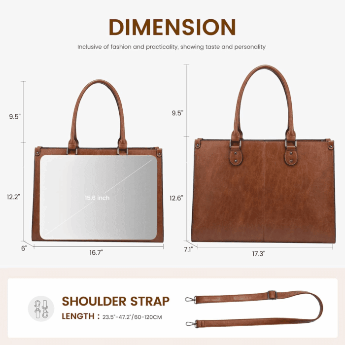 Laptop Bag for Women, 15.6 Inch Laptop Tote Bag Vintage Work Bags for Women Computer Bag Office Briefcase Handbag - Image 3