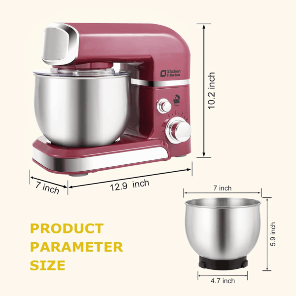 Stand Mixer,3.2Qt Small Electric Food Mixer,6 Speeds Portable Lightweight Kitchen Mixer for Daily Use with Egg Whisk,Dough Hook,Flat Beater (Purplish-Red) - Image 3