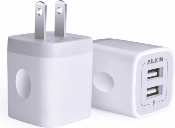 USB Wall Charger, Charger Adapter,  2-Pack 2.1A Dual Port Quick Charger Plug Cube for Iphone 15 14 13 12 11 Pro Max 10 SE X 8 7 plus Samsung Galaxy S23 S22 Power Block Fast Charging Box Brick