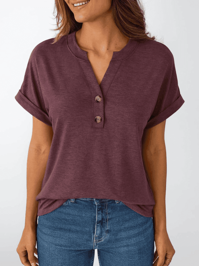 Women'S Short Sleeve Shirts Henley Dressy Casual Summer Tops 2025 Trendy Blouses Cute T-Shirts Outfits Clothes - Image 2
