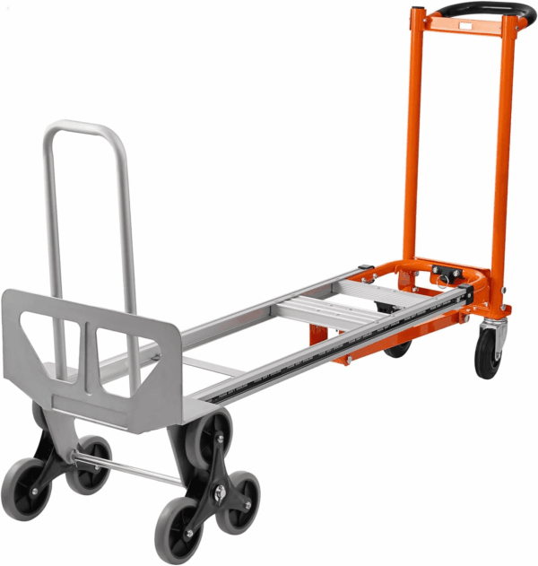 3In1 Aluminum Hand Truck 880 Lb Capacity, Stair Climbing Cart Utility Cart Converts from Hand Truck Dolly to Platform Cart 3 Positions for Transport & Moving with 10" Rubber Wheels - Image 7