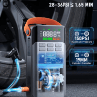 8-In-1 Car Battery Jump Starter with Air Compressor,5500A Portable Jump Starter Pack with 150PSI Tire Inflator, 12V Safe Lithium Jump Box with LCD Display,Flashlight(Up All Gas/12.0L Diesel) - Image 3