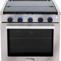 RV Stove Gas Range 21" Tall | 6500 and 8000 BTU Three Burner | 7100 BTU Oven with 1.8 Cu. Ft Capacity | Black or Stainless Steel Finish (Silver Version B, No Vented Range Hood) - Image 9