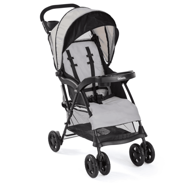 Cloud plus Lightweight Toddler Umbrella Baby Stroller with Large Storage Basket and Canopy, Reclining Seat, Child and Parent Trays, Compact Easy Fold for Summer Travel - Slate Gray