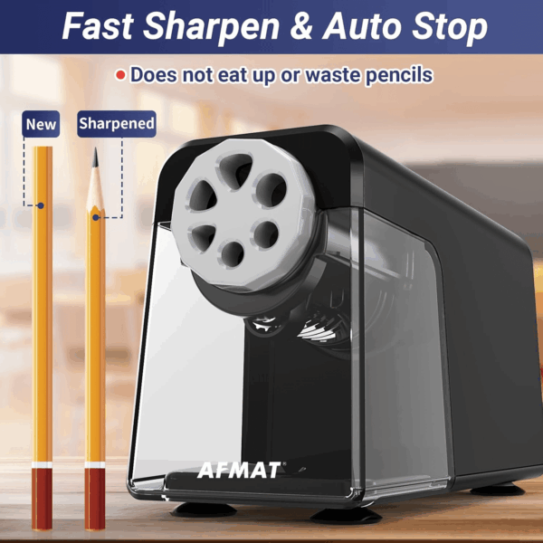 Electric Pencil Sharpener Heavy Duty, 6 Holes, Auto Stop  Pencil Sharpeners for School, Classroom Electric Sharpener for 6-11Mm Pencils, 7000 Sharpening Times, Do Not Eat up Colored Pencils - Image 3