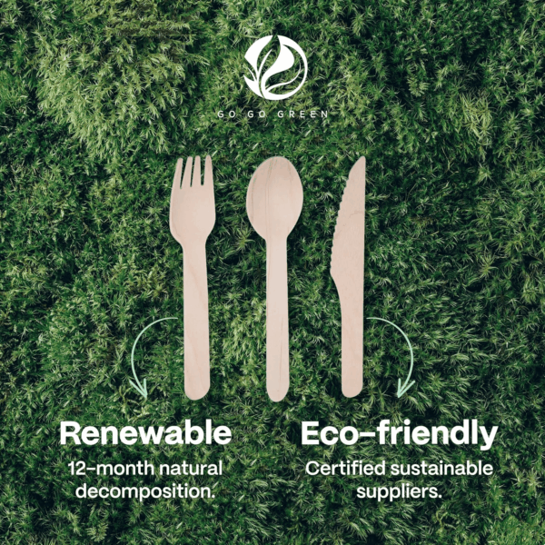 100% Compostable Cutlery Set - 300 Pieces Wooden Compostable Utensils [120 Forks, 90 Knives, 90 Spoons] - Disposable Wooden Cutlery, Eco Friendly Forks and Spoons Disposable Cutlery Set Party Utensils - Image 6