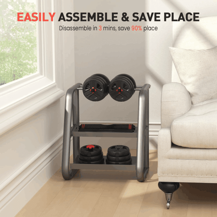 Adjustable Dumbbells, 20/30/40/55/60/70/80/90Lbs Free Weight Set with Connector, 2 or 3 in 1 Dumbbells Used as Barbell, Kettlebells, Fitness Exercises for Home Gym Suitable for Men/Women - Image 8