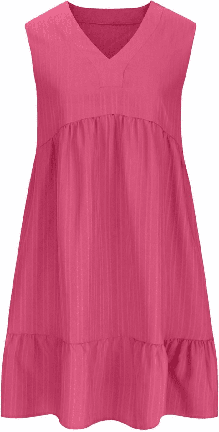 Womens Summer Dress Sleeveless V Neck Mini Dresses Fashion Casual Flowy Boho Ruffle a Line Swing Sundress 2025 - Image 5