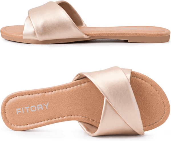 Women'S Flat Sandals Fashion Slides with Soft Leather Slippers for Summer Size 6-11 - Image 4