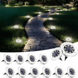 Solar Lights Outdoor Waterproof, 12 Pack Solar Ground Lights, Solar Garden Lights Landscape Lighting for Pathway Driveway Patio Backyard Walkway (Cool White)