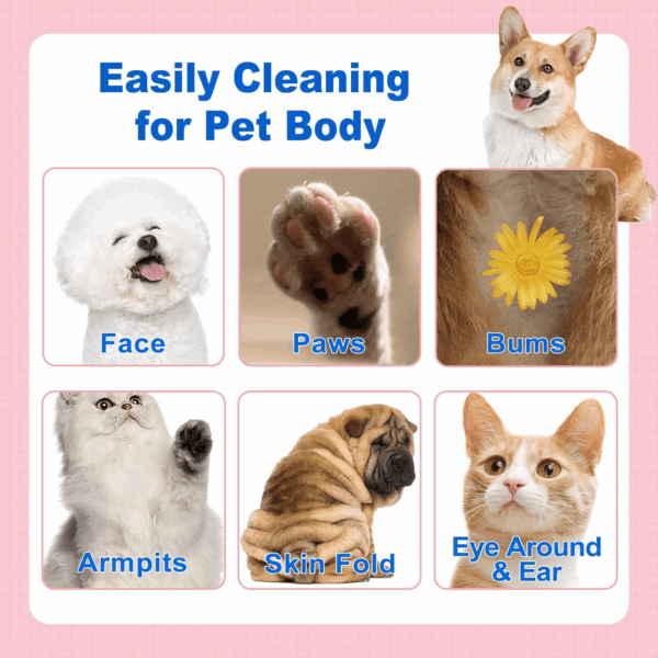DR.EASY Super Caring 200Ct Pet Wipes for Dogs and Cats,Unscented，Ears, Face, Butt, Body and Eye –Convenient, Nature，Home or Travel，Best Pet Supplies - Image 3