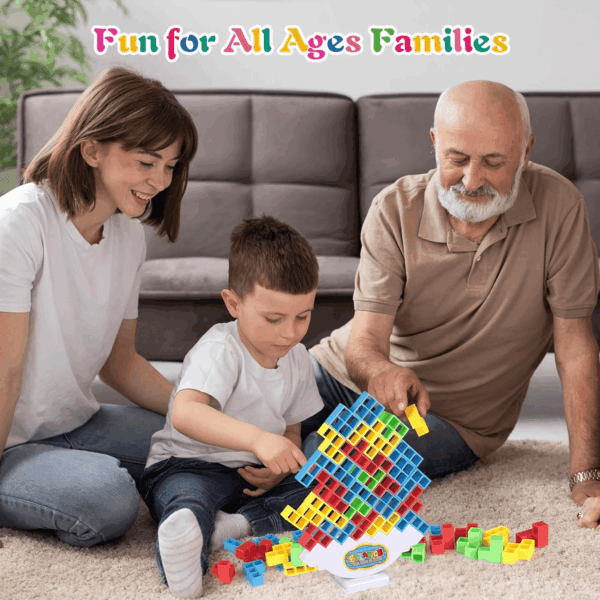 64Pcs Tetra Tower Game, Stack Attack Family Board for 2 Players Family Games, Building Blocks Stacking Balance Games Toys for Kids, Adults, Friends, Classroom, Family and Travel Party - Image 7