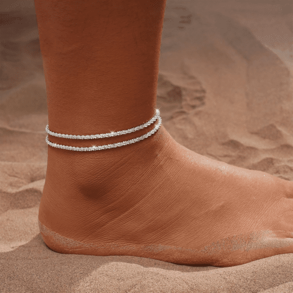 Gold/Silver Ankle Bracelets for Women,14K Gold Anklets for Women Waterproof Sparkly Chain Rhinestone Anklets Set Stackable Layered Anklet Bracelets for Women Beach Gold Jewelry Gift - Image 2