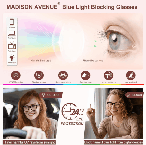 Blue Light Blocking Glasses Oversized Fashion Blue Light Glasses for Women anti Eyestrain & UV Protection Computer Eyeglasses (Gradient Brown) - Image 3