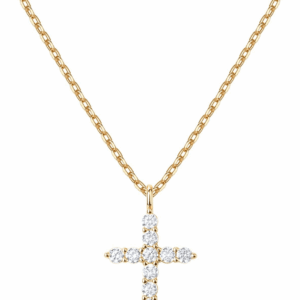 14K Gold Plated Cubic Zirconia Cross Necklace for Women | Cross Faith Pendant Necklaces