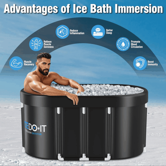 Upgrade 129 Gal XL Large Oval Ice Bath Tub for Athletes, Collapsible Cold Plunge Tub-Multiple Layered for Post-Exercise Recovery, Portable Bathtub for Home, Gyms, Indoor, Outdoor Use - Image 2