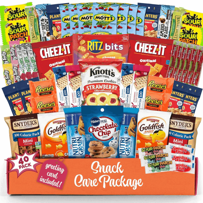 Snack Box Variety Pack (40 Count) Easter Candy Gift Basket - College Student Care Package, Prime Food Arrangement Chips, Cookies, Bar'S - Easter, Birthday Treat for Women, Men, Adults, Teens, Kids