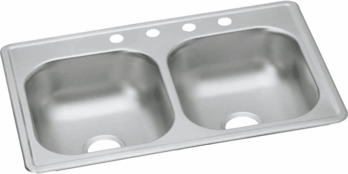 D233194 Dayton Equal Double Bowl Drop-In Stainless Steel Sink 33 X 19 X 6.5