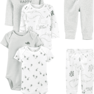 Unisex-Baby 6-Piece Bodysuits (Short and Long Sleeve) and Pants Set