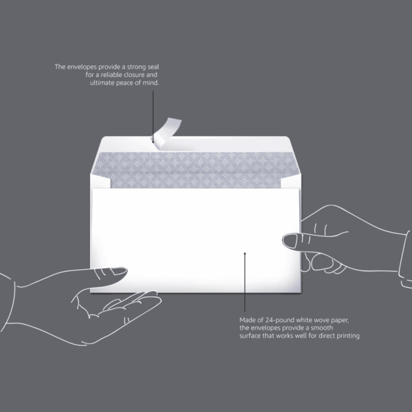 6 3/4 Security Tinted Envelopes with Peel and Seal, 100-Pack, White - Image 5