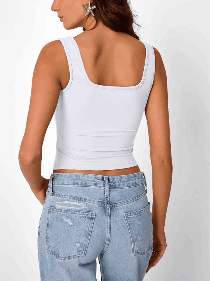 Going Out Tops for Women Y2K Summer Teen Girls Cute Crop Tank Top Square Neck Basci Bow Clothes 2025 Camisole - Image 4