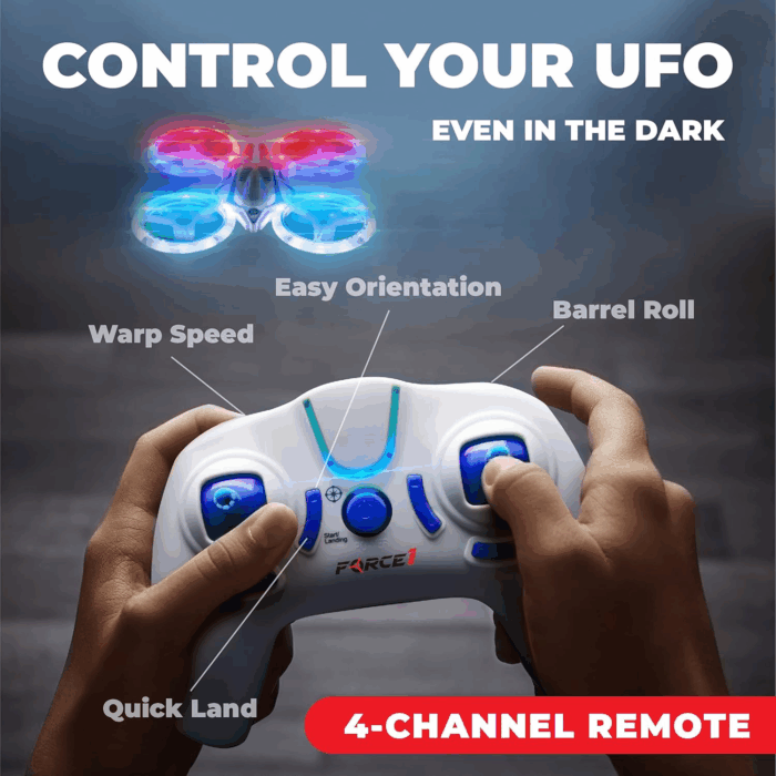 UFO 4000 Mini Drone for Kids - LED Remote Control Drone, Small RC Quadcopter for Beginners, 2.4Ghz Remote Control, 360 Flips, 2 Speed UFO Flying Toy for Kids, 2 RC Toy Batteries - Image 5