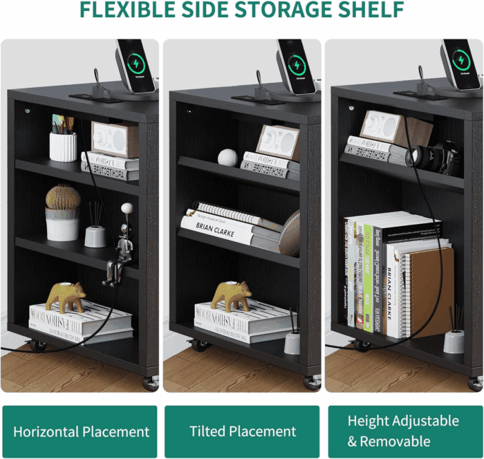 File Cabinet with Charging Station, Mobile Lateral Filing Cabinet with Lock for Home Office, Printer Stand with Open Storage Shelf, Fits A4, Letter, Legal Size Files, Office Furniture, Black - Image 5