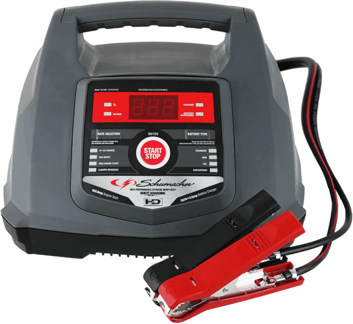 Fully Automatic Car Battery Charger & Engine Starter - 6V / 12V Battery Charger & Maintainer - for Standard, AGM, Gel & Deep-Cycle Batteries - Reverse Hook-Up Protection - SC1281