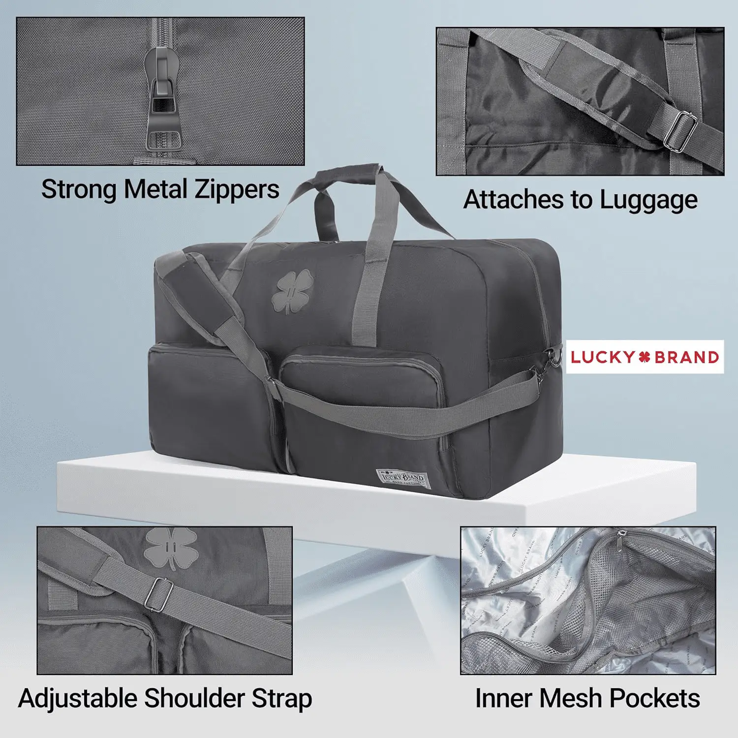 Lucky Travel Duffel Bags 65L, Gym Bag, Travel Bag & Large Duffle Bag for Men, Foldable Overnight Weekender Bags for Women & Men with Adjustable Shoulder Strap, Charcoal - Image 4