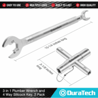 3-In-1 Plumber Wrench & 4 Way Sillcock Key, 2-Pack, for Valve, Faucet Nuts, and Spigots - Image 3