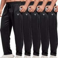 5 Pack Mens Sweatpants Open Bottom Joggers for Men with Zip Pockets Loose Fit Mesh Athletic Pants for Running,Casual