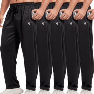 5 Pack Mens Sweatpants Open Bottom Joggers for Men with Zip Pockets Loose Fit Mesh Athletic Pants for Running,Casual