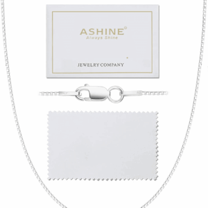 925 Sterling Silver 1Mm & 0.8 Italian Box Chain Necklace 16" - 30" with Silver Polishing Cloth/Dainty & Sturdy Necklace for Women Available in 15 Lengths
