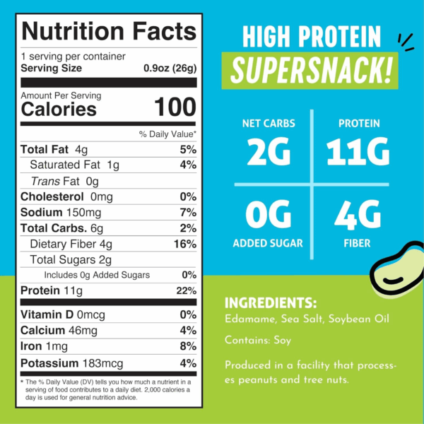 Crunchy Dry Roasted Edamame Snacks (Sea Salt), Keto Snack Food, High Protein (11G) Healthy Snacks, Low Carb Gluten Free Office Vegan Food 100 Calorie Snack Pack, 0.9Oz 10 Pack - Image 2