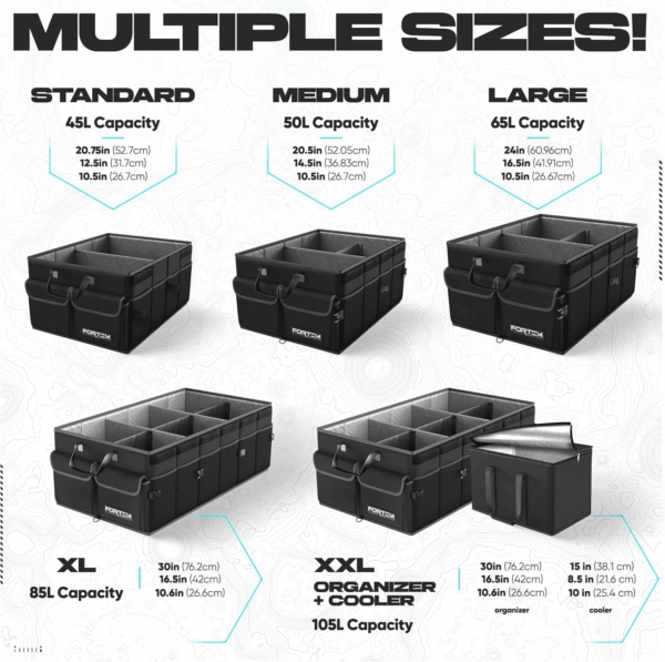Car Trunk Organizer, Collapsible Multi Compartment SUV Organizer, Foldable Storage for Car Accessories for Women Men, 600D Oxford, Non Slip Bottom, Securing Straps, Soft Cover (85L) - Image 3