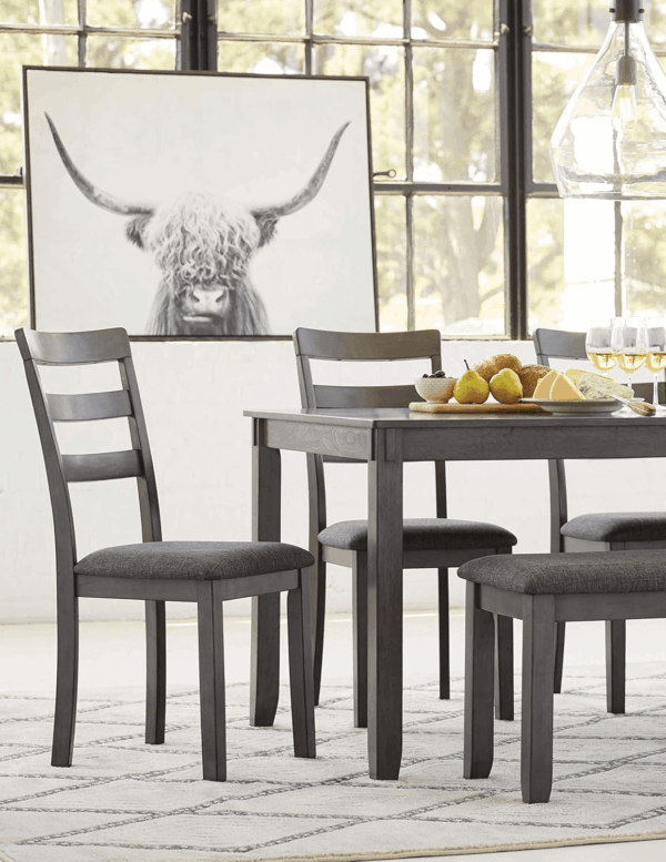 Bridson Modern 6 Piece Dining Set, Includes Dining Table, 4 Chairs & Bench, Gray - Image 10