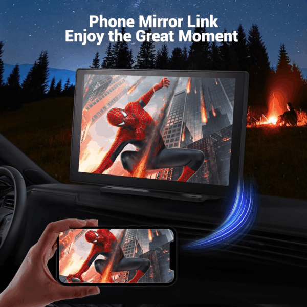 Wireless Apple Carplay Screen for Car 4K Dash Cam, 9" Portable Apple Carplay & Android Auto Car Stereo, with 1080P Backup Camera, GPS Navigation/Mirror Link/Voice Control/Bluetooth - Image 7