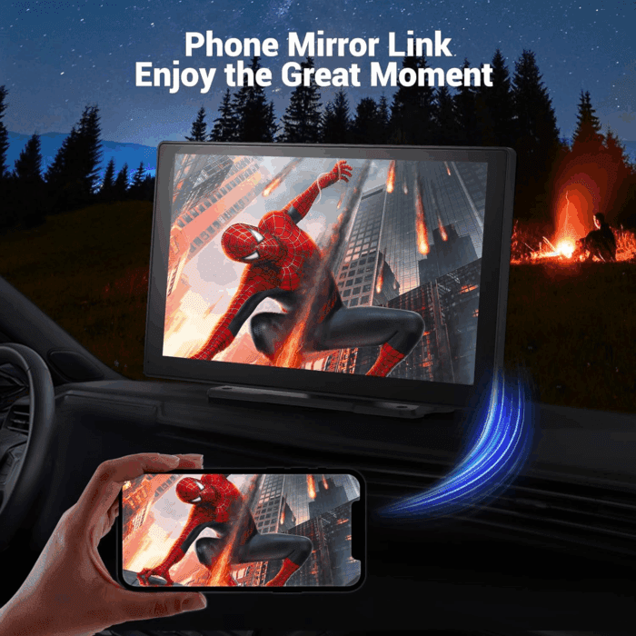 Wireless Apple Carplay Screen for Car 4K Dash Cam, 9" Portable Apple Carplay & Android Auto Car Stereo, with 1080P Backup Camera, GPS Navigation/Mirror Link/Voice Control/Bluetooth - Image 7
