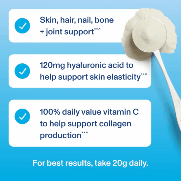 Collagen Peptides Powder Advanced with Hyaluronic Acid & Vitamin C - 20 Oz Collagen, Unflavored, 28 Servings - Image 6