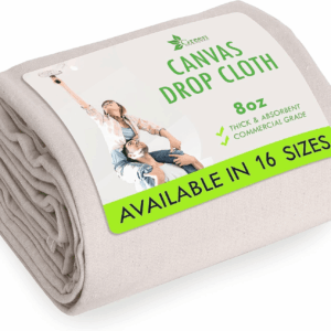 All Purpose Canvas Drop Cloth - Canvas Tarp, Fabric Drop Cloth Curtains, Drop Cloth for Painting, Floor & Furniture Protection, Painters Drop Cloth, Paint Drop Cloth (Canvas Sheet 4X12)
