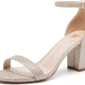 Women Open Toe Low Chunky Short Heels Ankle Strap Block Heel Sandals Party Dress Wedding Pump Shoes