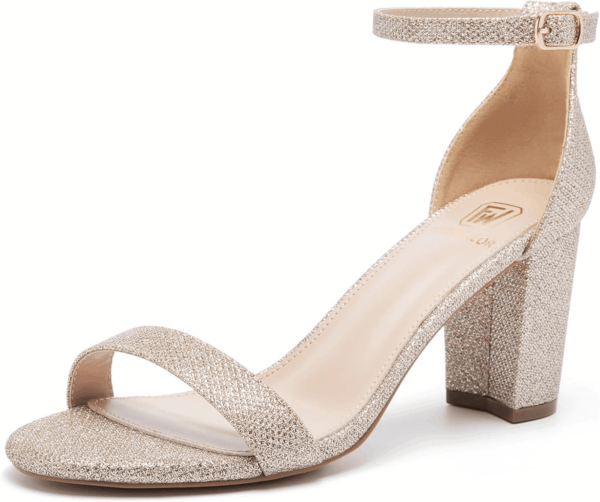 Women Open Toe Low Chunky Short Heels Ankle Strap Block Heel Sandals Party Dress Wedding Pump Shoes