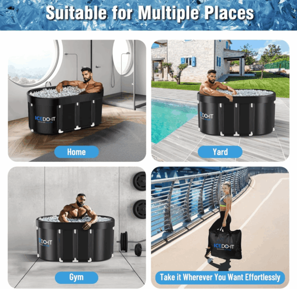 Upgrade 129 Gal XL Large Oval Ice Bath Tub for Athletes, Collapsible Cold Plunge Tub-Multiple Layered for Post-Exercise Recovery, Portable Bathtub for Home, Gyms, Indoor, Outdoor Use - Image 6