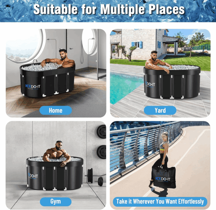 Upgrade 129 Gal XL Large Oval Ice Bath Tub for Athletes, Collapsible Cold Plunge Tub-Multiple Layered for Post-Exercise Recovery, Portable Bathtub for Home, Gyms, Indoor, Outdoor Use - Image 6