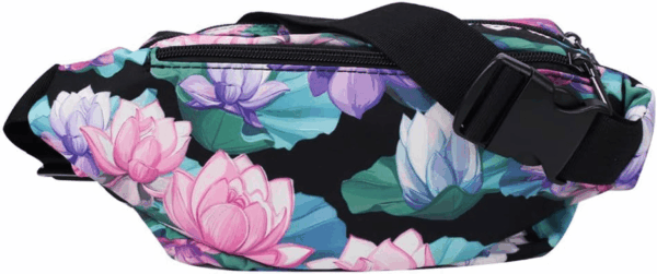 Waist Pack Bag with Rain Cover, Waterproof Fanny Pack for Men&Women, Workout Traveling Casual Running Hiking Cycling, Hip Bum Bag with Adjustable Strap for Outdoors (Black Base Floral) - Image 2